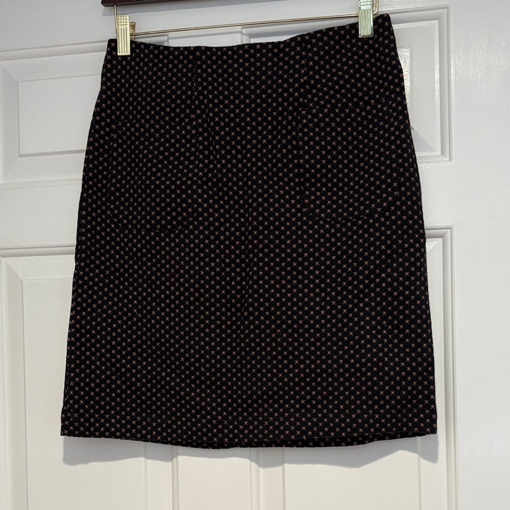 Fat Face Black and Tan Geometric Pencil Skirt